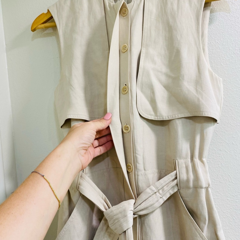 NWOT H&M Light Beige Viscos Trench dress size 4 old money, Capsule wardrobe - Picture 3 of 6